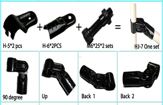 Roundness Metal Tube Connectors , HJ -7 Flexible Black Pipe Joints