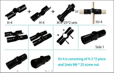 Pipe Rack System Vertical Pipe Cross Connector Black Coated Metal Pipe Connectors