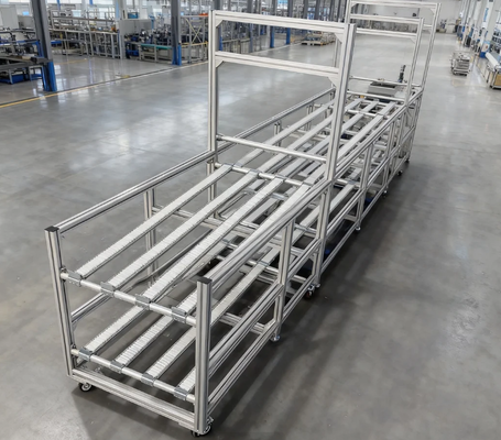 Tầng 4 đến 6 Số lớp tùy chỉnh Mảng hồ sơ nhôm công nghiệp Rack dòng chảy 4040 Series hoàn hảo cho các mặt hàng điện tử nhỏ Hệ thống sản xuất linh hoạt